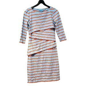 J. Mclaughlin Nicola Blue Orange Striped Dress Size XS